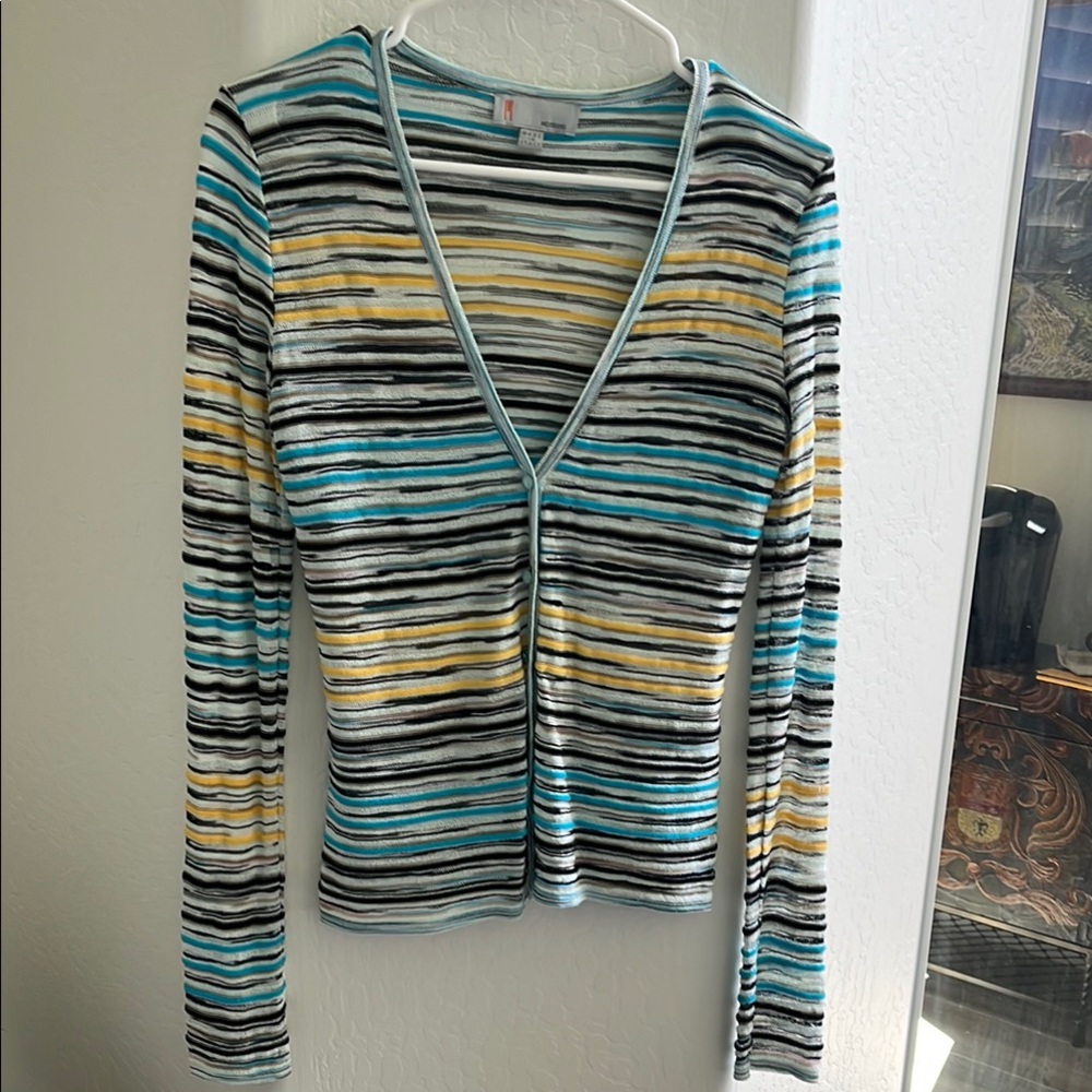 Missoni cotton-viscose blend sheer v-neck striped cardigan